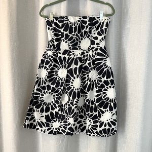 Navy & White Strapless J Crew Dress with Floral Pattern